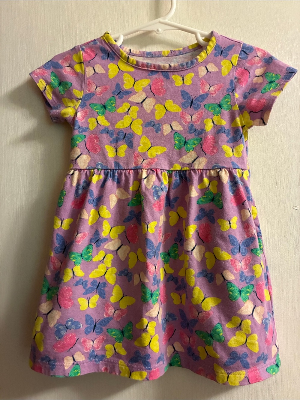wonder nation Lavender Butterfly Print Dress with Yellow & Green Accents